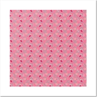 Pink Strawberry Pineapple Pattern Posters and Art